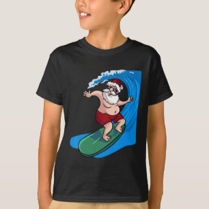 T-shirt Père Noël surfeur Noël de surf en juillet