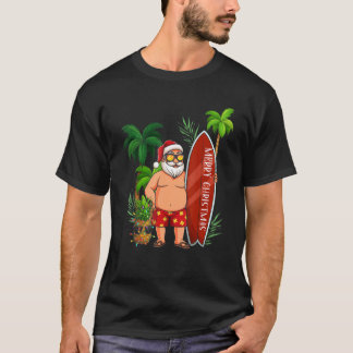 T-shirt Père Noël Surfing Joyeux Noël En Juillet Père Noël