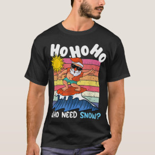 T-shirt Père Noël Surfing Noël En Juillet Père Noël Surfer