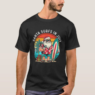 T-shirt Père Noël Surfs En Juillet Drôle Enfants Toddler S
