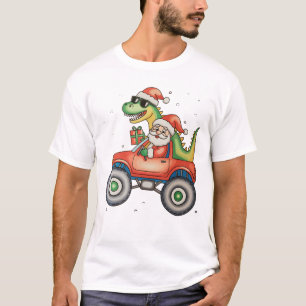 T-shirt Père Noël T Rex Dinosaur Monster Truck Noël Noël