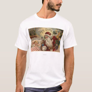T-shirt Père Noël tenant la poupée, fille de sommeil