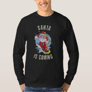 T-shirt père Noël vient en snowboard
