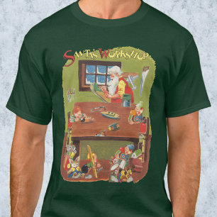T-shirt Père Noël vintage de Noël avec des lutins dans l'a