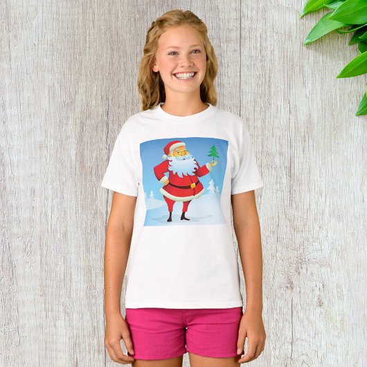 T-shirt Père Noël Whimsical avec Mini Arbre de Noël