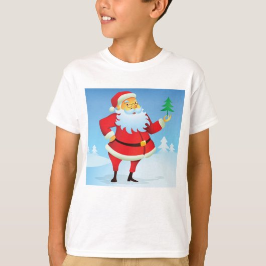 T-shirt Père Noël Whimsical avec Mini Arbre de Noël (Devant)