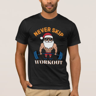 T-shirt Père Noël Workout Noël Spécial Hommes Noirs