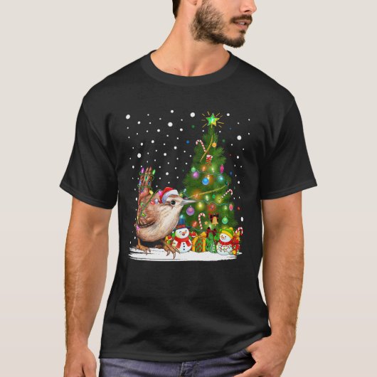 T-shirt Père Noël Wren Bird Xmas Tree Lighting Wren Christ (Devant)