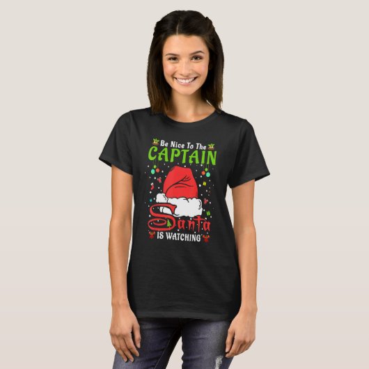 T-shirt Père Noël Xmas Pajamas Soyez Gentils Avec Le Capit (Devant entier)