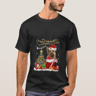 T-shirt Père Noël Yorkshire Christmas Tree Lights Chien pr