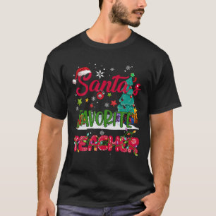 T-shirt Père Noël's Favori Enseignant Santa Hat Vilain Noë
