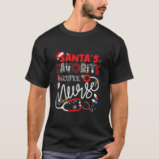 T-shirt Père Noël's Favori HOSPICE Nurse Xmas Lights Leopa