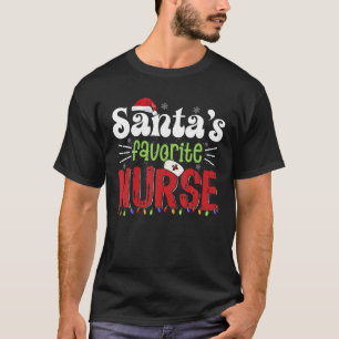 T-shirt Père Noël's Favori Nurse Xmas Lumière Santa Chapea