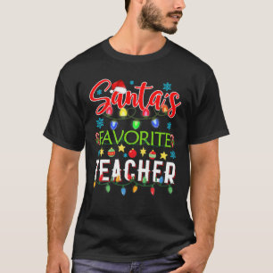 T-shirt Père Noël's Favori Teacher lumières de Noël Père N