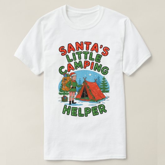 T-shirt Père Noël's Little Camping Aider Christmas Elf Des (Design devant)