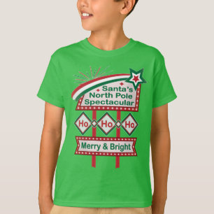 T-shirt Père Noël's Retro Marquee - Ho Ho Ho Joyeux et lum