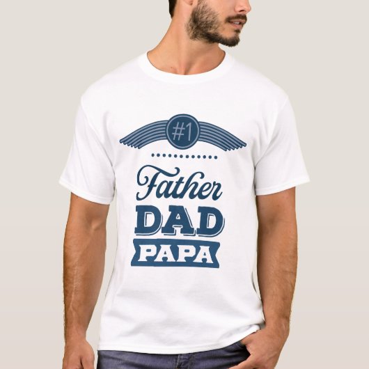 T-shirt Père Papa Numéro Un Typographie Bleu (Devant)
