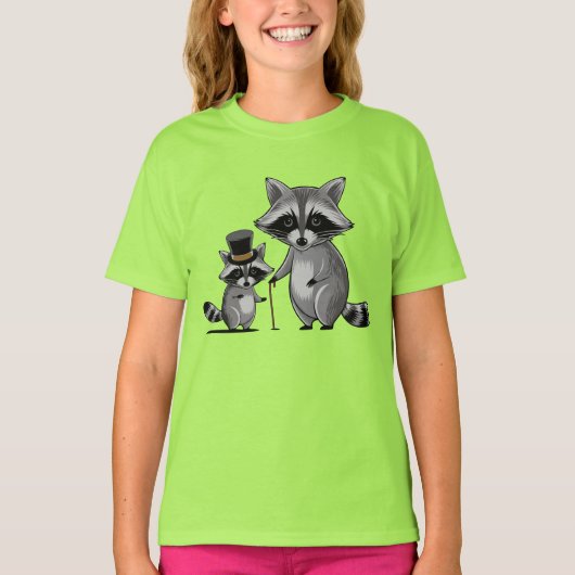 T-shirt Père raccoon avec son jeune fils apprenant la musi (Devant)