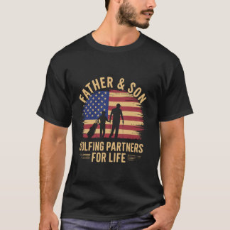 T-shirt Père Son Golfing Partenaires Amusant Père Fête Mat