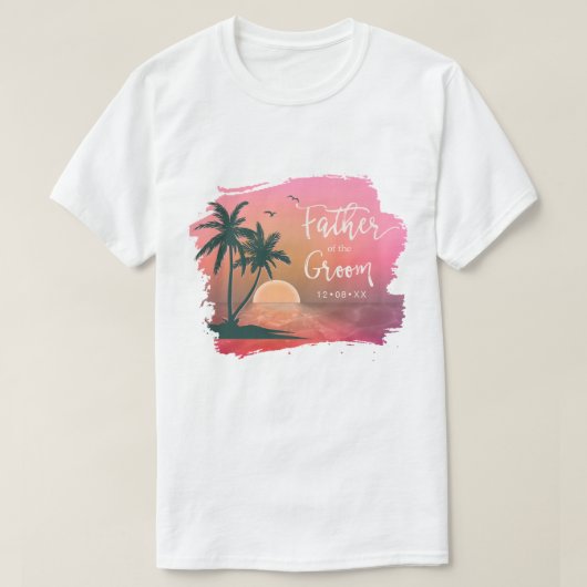 T-shirt Père tropical d'île du rose ID581 de marié (Design devant)