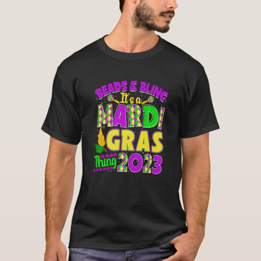 T-shirt Perles & Bling C'est un Mardi Gras Thing Mask perl (Devant)