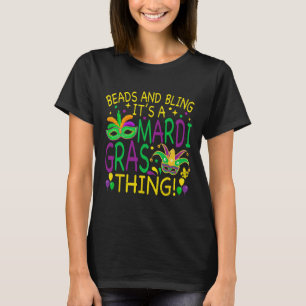 T-shirt Perles Bling Mardi Gras Thé Fête du Carnaval Homme
