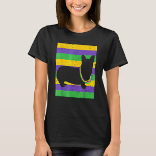 T-shirt Perles de chien Corgi Mardi Gras drôles et chapeau