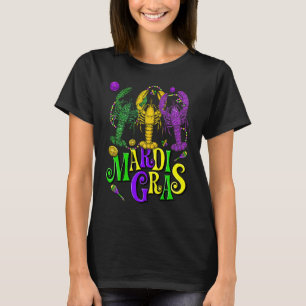 T-shirt Perles de Fou de Mardi Gras d'Écrevisses Fête de M