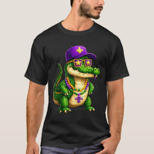 T-shirt Perles de Fun Alligator Mardi Gras Célébration de