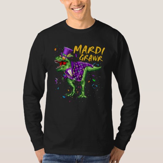 T-shirt Perles Et Boule T Rex Dinosaur Mardi Gras Costume (Devant)