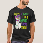 T-shirt Perles Et Masque Mardi Gras Llama Alpaca Pour Homm (Devant)