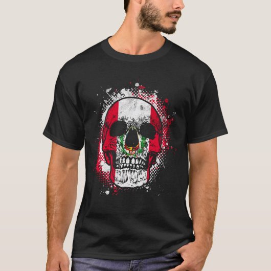 T-shirt Pérou Crâne de drapeau péruvien (Devant)