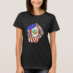 T-shirt Pérou Poitrine USA Drapeau Péruvien Fierté Péruvie