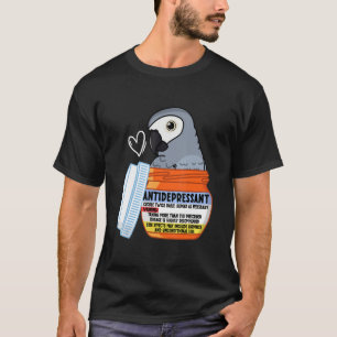 T-shirt Perroquet antidépresseur mignon I Gris d'Afrique