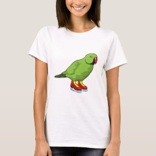T-shirt Perroquet au patinage sur glace avec patins sur gl