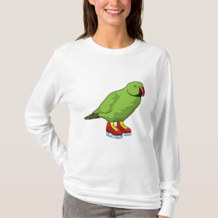 T-shirt Perroquet au patinage sur glace avec patins sur gl