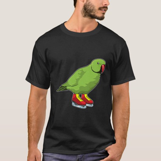 T-shirt Perroquet au patinage sur glace avec patins sur gl (Devant)