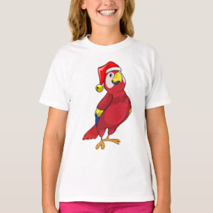 T-shirt Perroquet avec chapeau de Père Noël