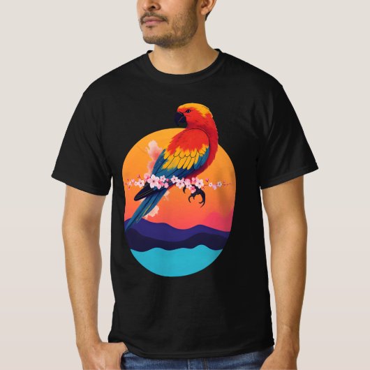 T-shirt Perroquet coloré - Design d'art ornithologique tro (Devant)