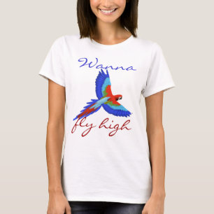 T-shirt Perroquet coloré oiseau volant mignonne girly