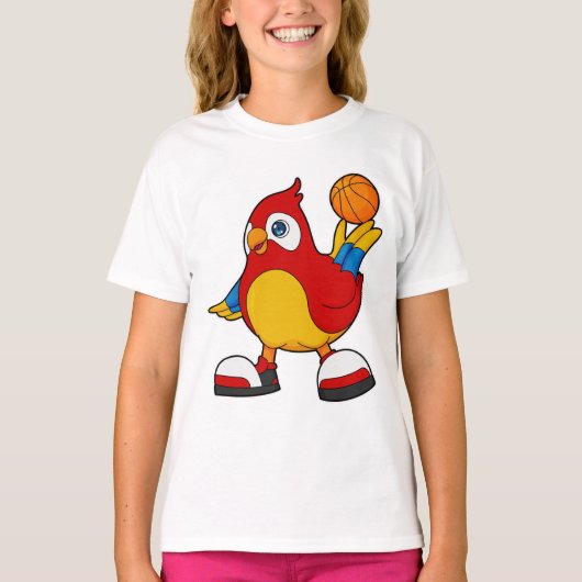 T-shirt Perroquet comme joueur de basket-ball avec basket- (Devant)