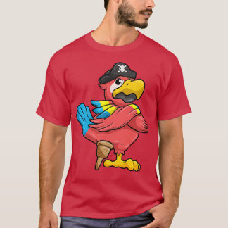 T-shirt Perroquet comme pirate avec jambe en bois et casqu