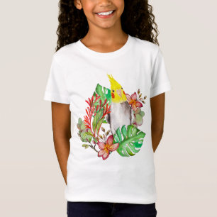 T-Shirt Perroquet de Corella mignonne en plantes tropicaux