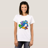T-shirt Perroquet en tant que skate avec skateboard (Devant entier)