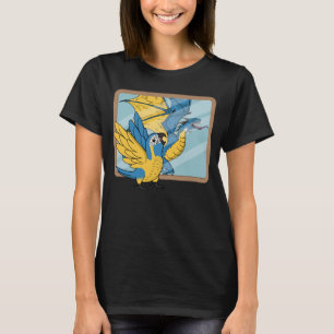 T-shirt Perroquet et dragon Réflexion I Bleu gorge Macaw