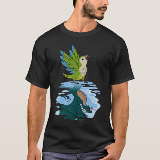 T-shirt Perroquet et dragon Réflexion I Green Monk Parakee (Devant)