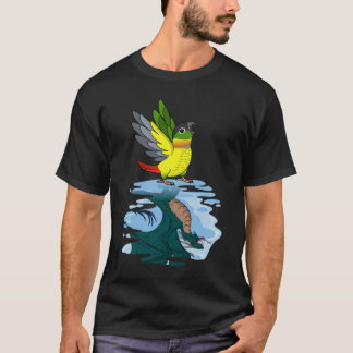 T-shirt Perroquet et dragon Réflexion I Jaune Côté Vert Ch