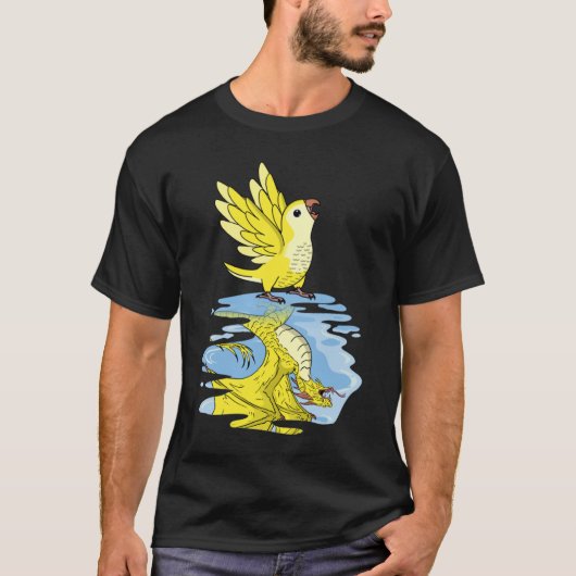 T-shirt Perroquet et dragon Réflexion I Jaune Lutino Monk  (Devant)