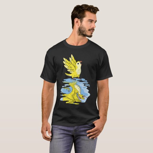 T-shirt Perroquet et dragon Réflexion I Jaune Lutino Monk  (Devant entier)