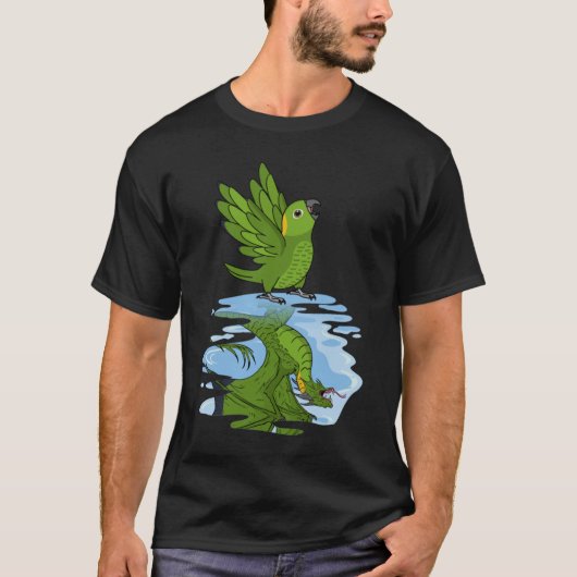 T-shirt Perroquet et dragon réflexion I Jaune napperon Ama (Devant)